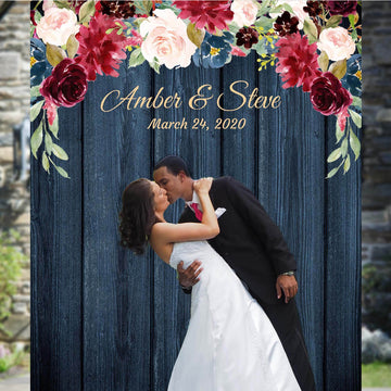 Navy Blue and Burgundy Wedding Backdrop - iJay Backdrops